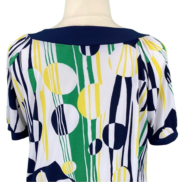 Lane Bryant White Abstract Print Tie Neck Flowy Blouse - Picture 9 of 15